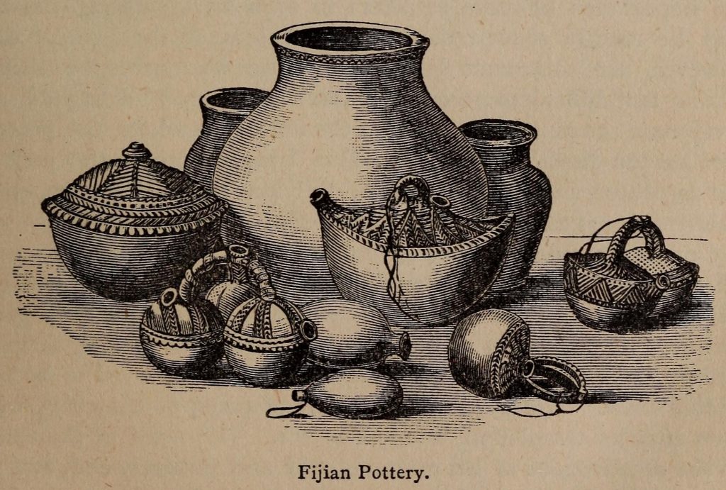 Fijian Pottery Fijian Pottery lithograph by Rev Thomas Williams captures traditional Fijian art