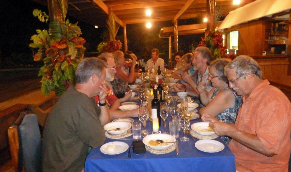 Crowd at Daku Resort Daku Resort has communal dining--one of the few Vanua Levu accommodations that offers this