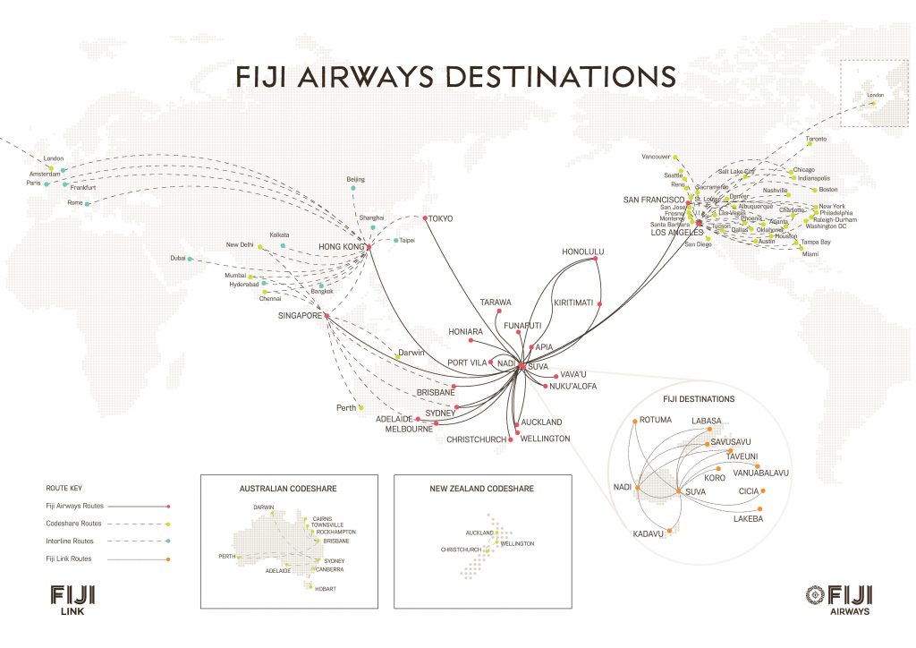 Fiji Airways Route Map Fiji Airways Route Map